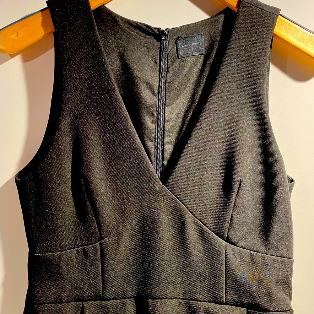 Pure Navy Deep V Sleeveless Sheath